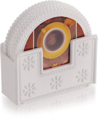 Sonal Round Reversible PVC Coaster Set(Pack of 6)