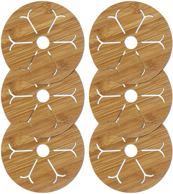 KOOSHLO Round Reversible Wood Coaster(Pack of 6)