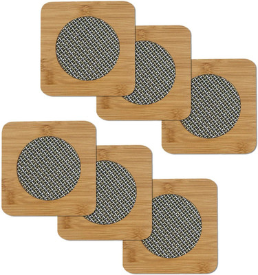 Harvic Square Bamboo Coaster Set(Pack of 6)