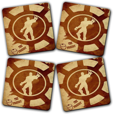 Get Fatang Square Reversible Medium Density Fibreboard Coaster Set(Pack of 4)