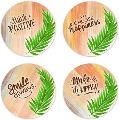 craftinky Round Wood Coaster Set(Pack of 4)