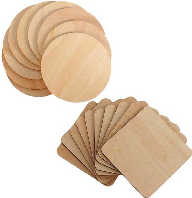 Gvibe Round Reversible Wood Coaster Set(Pack of 20)