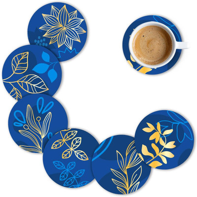 craftinky Round Wood Coaster Set(Pack of 6)