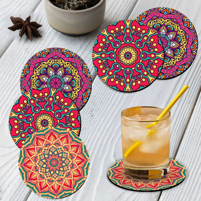 Hothouse Round Medium Density Fibreboard Coaster Set(Pack of 6)
