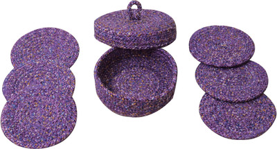 LADLI JEE Round Reversible Polyester Coaster Set(Pack of 6)