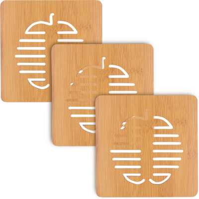 NFI essentials Square Reversible Wood Coaster(Pack of 3)
