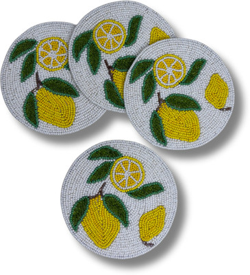 embroidcraft Round Jute Coaster Set(Pack of 4)