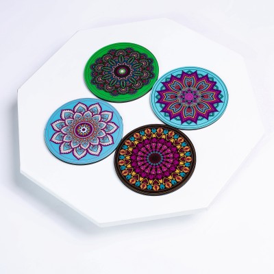 FLIPZONE Round Acrylic Coaster Set(Pack of 4)