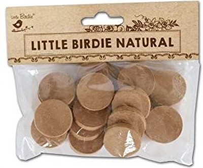 LITTLE BIRDIE Round Reversible Wood Coaster Set(Pack of 20)