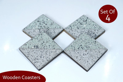 Green Decor Triangle Reversible Wood Coaster Set(Pack of 4)