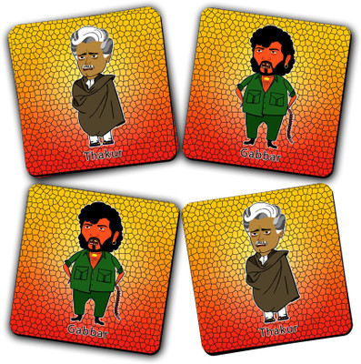 Get Fatang Square Reversible Medium Density Fibreboard Coaster Set(Pack of 4)