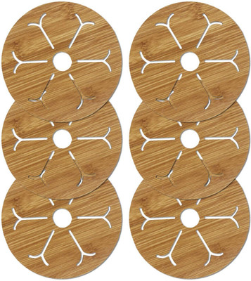 HOKiPO Round Bamboo Coaster Set(Pack of 6)