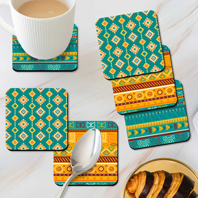 Hothouse Square Medium Density Fibreboard Coaster Set(Pack of 6)