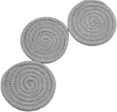 DKDECORATIVE Round Reversible Cotton Coaster Set(Pack of 3)