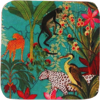 INDIAN ARTISANS Square Reversible Medium Density Fibreboard Coaster Set(Pack of 4)