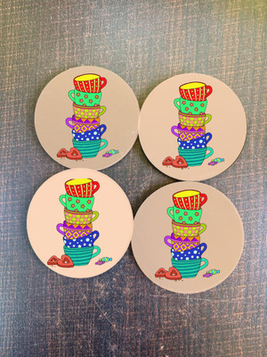 MAYANK CREATION Round Cork Coaster Set(Pack of 4)