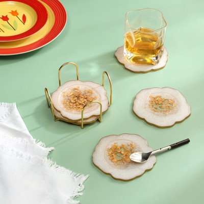 DULI Round Resin Coaster Set(Pack of 6)