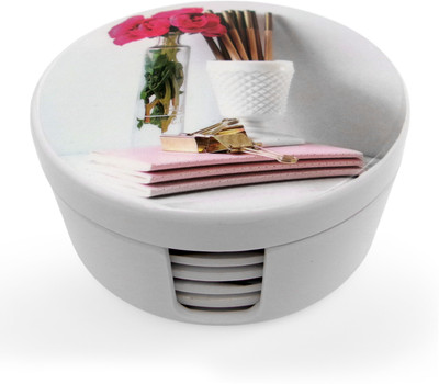 Superware Round Melamine Coaster Set(Pack of 6)