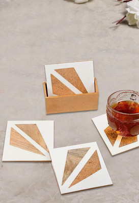 InsTook Square Reversible Resin Coaster Set(Pack of 4)