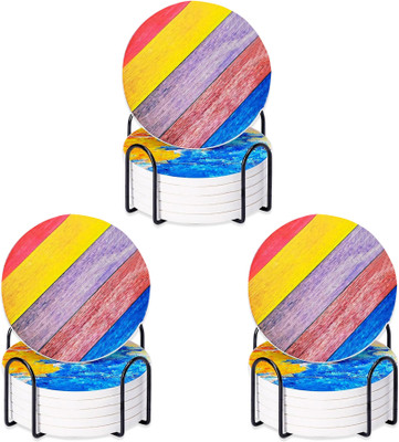 KUBER INDUSTRIES Round Ceramic Coaster Set(Pack of 18)