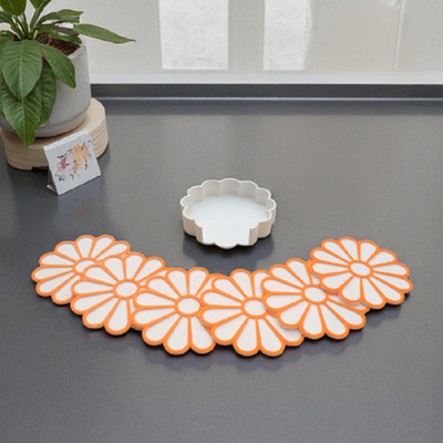 HRs Craft Round Polyester Coaster Set(Pack of 6)