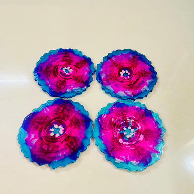 Revees Clive Round Reversible Resin Coaster Set(Pack of 4)