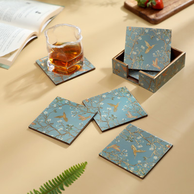 DULI Square Medium Density Fibreboard Coaster Set(Pack of 6)