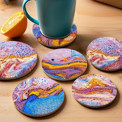 The Better Home Round Ceramic Coaster(Pack of 6)