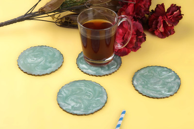 Vatsin Round Reversible Resin Coaster Set(Pack of 4)