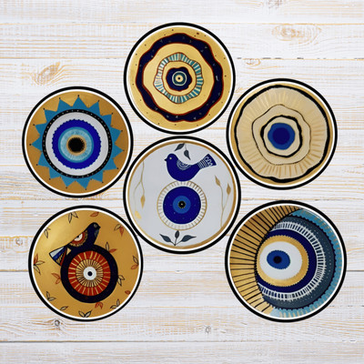 Expleasia Round Wood Coaster Set(Pack of 6)
