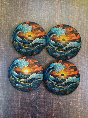 MAYANK CREATION Round Cork Coaster Set(Pack of 4)