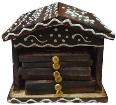 RK Handicraft Triangle Wood Coaster Set(Pack of 6)