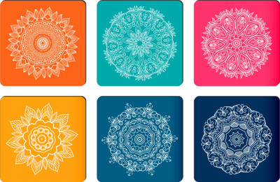 APS Art Plus Store Square Reversible Wood Coaster Set(Pack of 6)