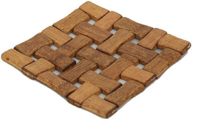 KUBER INDUSTRIES Square Bamboo Coaster(Pack of 6)