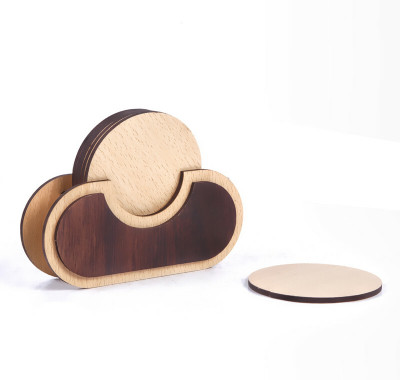 YIXT Round Reversible Wood Coaster(Pack of 6)
