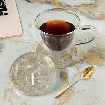 Calminds Round Reversible Crystal Coaster Set(Pack of 2)