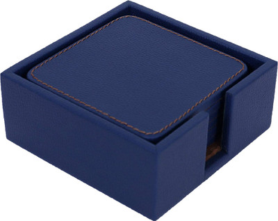 KUBER INDUSTRIES Square Reversible Leather Coaster Set(Pack of 6)