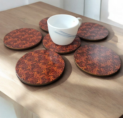 Tresneria Round Reversible Medium Density Fibreboard Coaster Set(Pack of 6)