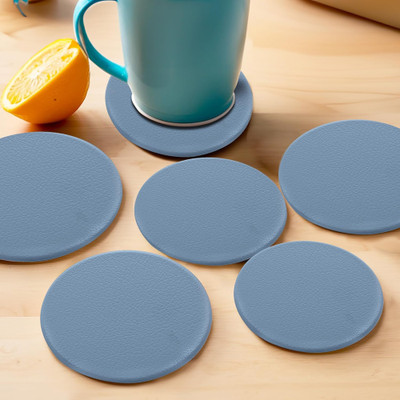 KUBER INDUSTRIES Round Reversible Acrylic Coaster Set(Pack of 6)