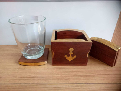 MUGDH Rectangle Reversible Wood Coaster Set(Pack of 6)