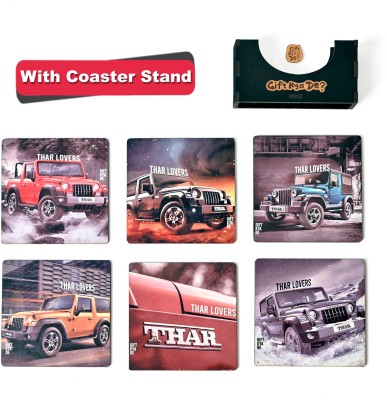 GIFT KYA DE Square Reversible Wood Coaster Set(Pack of 6)