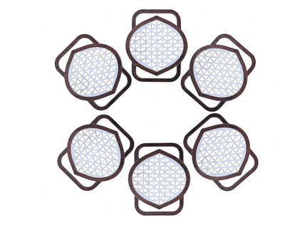 moradiya fresh Oval Reversible Wood Coaster Set(Pack of 6)