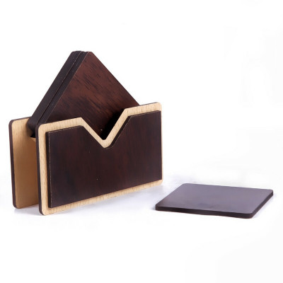 SBROS Triangle Reversible Wood Coaster Set(Pack of 6)