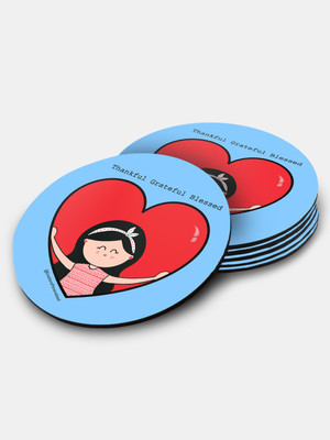 Macmerise Round Medium Density Fibreboard Coaster Set(Pack of 6)