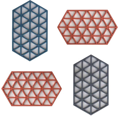 Dweloric Rectangle Reversible PVC Coaster Set(Pack of 4)