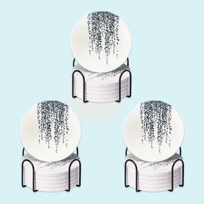 KUBER INDUSTRIES Round Stone Coaster Set(Pack of 18)