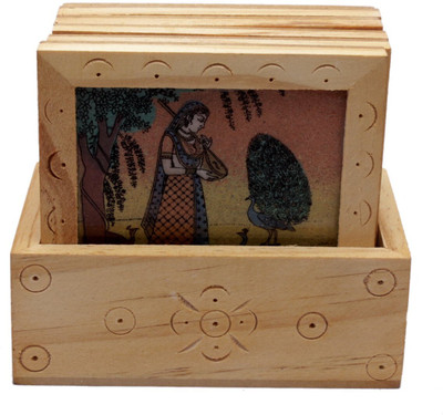 I Heart Gallery Square Reversible Wood Coaster Set(Pack of 6)
