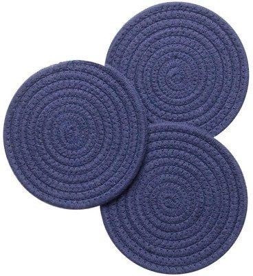 DKDECORATIVE Round Reversible Cotton Coaster Set(Pack of 3)