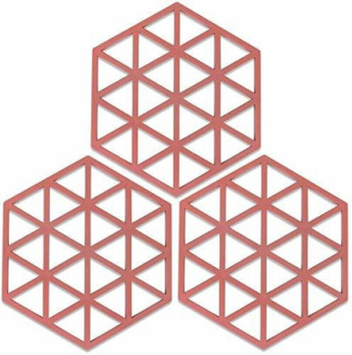 Cathiya sales Hexagon Reversible PVC Coaster Set(Pack of 3)