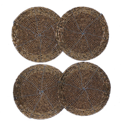 estore Round Reversible Glass Coaster Set(Pack of 4)